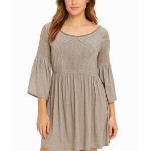 POL Clothing SIZE SMALL Boho Gray‎ Bell Sleeve Dress NWOT
